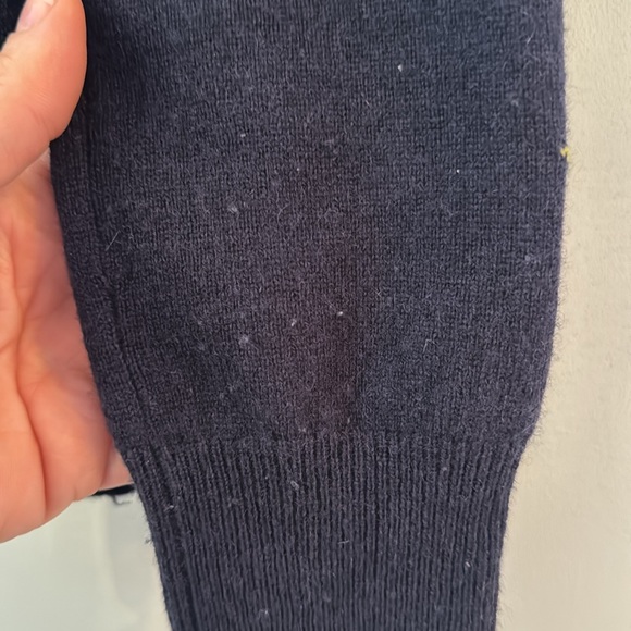 J Crew Small Cashmere Dark Blue crew neck long sleeve hearts & stars sweater - Picture 6 of 7